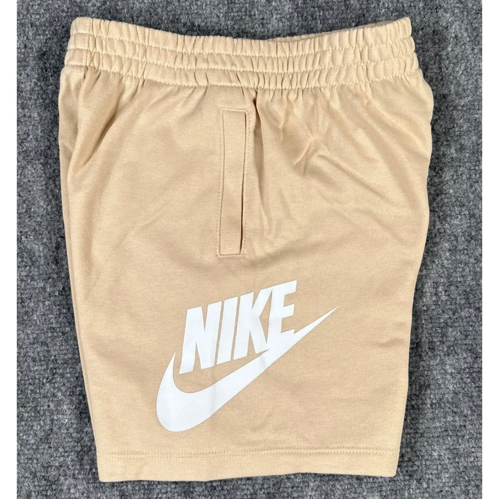 Nike Kids Size 5 Small Sanddrift Tan Futura Logo French Terry Shorts NWT